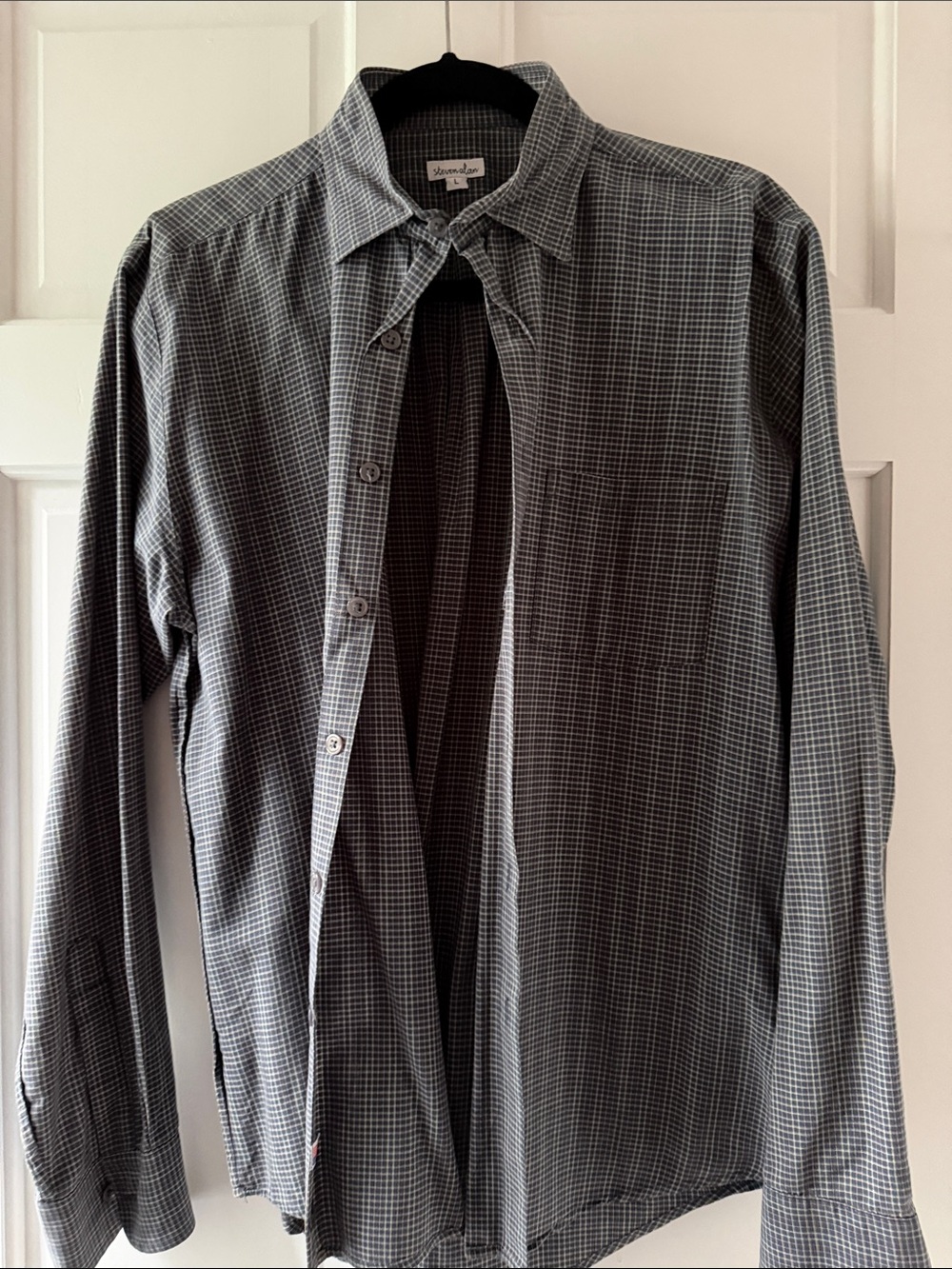 Steven Alan Men's Gray Check Long-Sleeve Button-Down Shirt